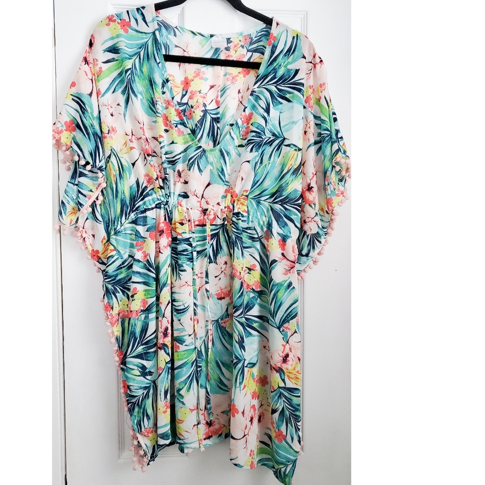 Merona tropical beach coverup size L